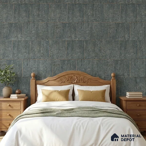ST021060 | Teal Stone Brick Block PVC Patterned Wallpaper - 10.05 Meter x 20.86 Inches, 57.33 Sq. Ft. (Min. 15% Wastage)