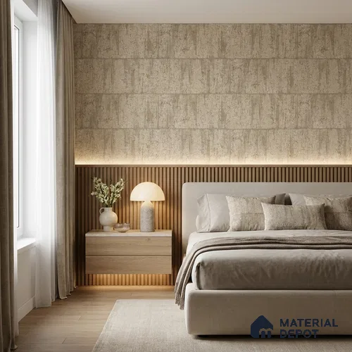 ST021062 | Cream Stone Brick Block PVC Patterned Wallpaper - 10.05 Meter x 20.86 Inches, 57.33 Sq. Ft. (Min. 15% Wastage)