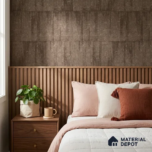 ST021065 | Dark Brown Stone Brick Block PVC Patterned Wallpaper - 10.05 Meter x 20.86 Inches, 57.33 Sq. Ft. (Min. 15% Wastage)