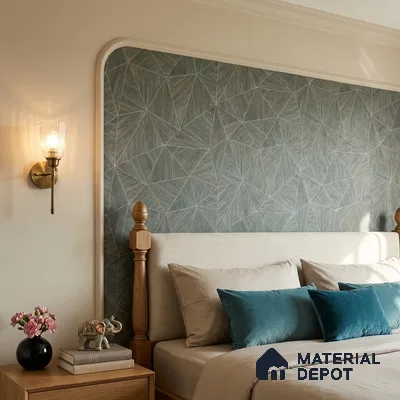 ST021074 | Teal Facet Wood PVC Geometric Wallpaper - 10.05 Meter x 20.86 Inches, 57.33 Sq. Ft. (Min. 15% Wastage)