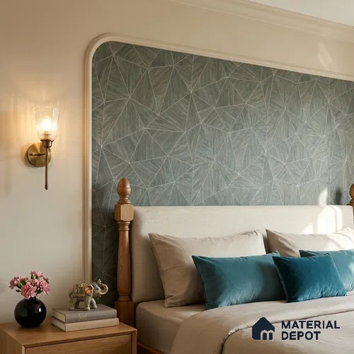 ST021074 | Teal Facet Wood PVC Geometric Wallpaper - 10.05 Meter x 20.86 Inches, 57.33 Sq. Ft. (Min. 15% Wastage)