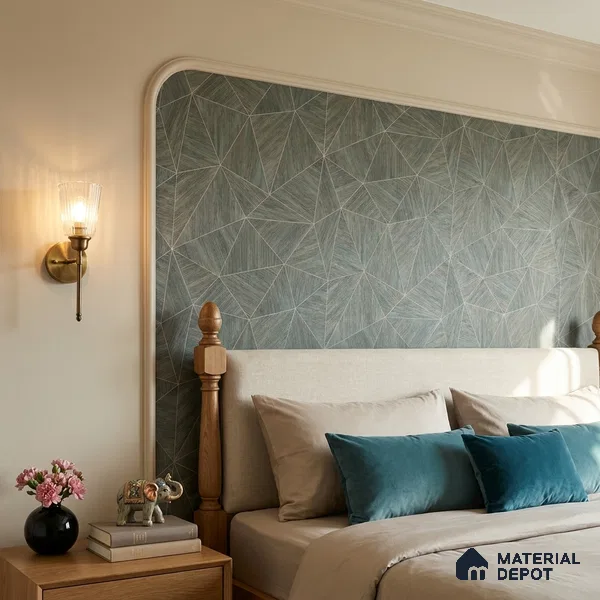 ST021074 | Teal Facet Wood PVC Geometric Wallpaper - 10.05 Meter x 20.86 Inches, 57.33 Sq. Ft. (Min. 15% Wastage)