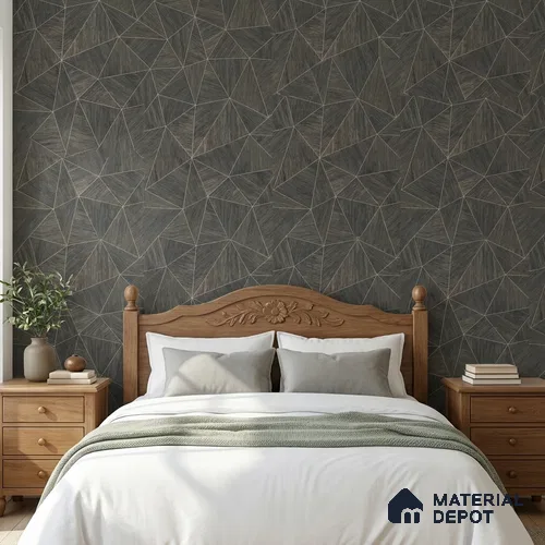 ST021081 | Gold Triangle Wood PVC Geometric Wallpaper - 10.05 Meter x 20.86 Inches, 57.33 Sq. Ft. (Min. 15% Wastage)