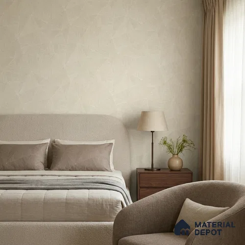 ST021067 | Cream Triangle Wood PVC Geometric Wallpaper - 10.05 Meter x 20.86 Inches, 57.33 Sq. Ft. (Min. 15% Wastage)