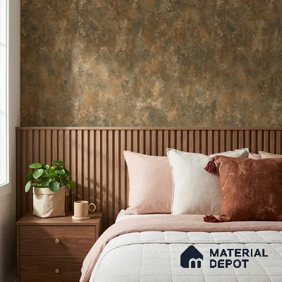 ST021083 | Rust Grey Mottled Plaster PVC Patterned Wallpaper - 10.05 Meter x 20.86 Inches, 57.33 Sq. Ft. (Min. 15% Wastage)