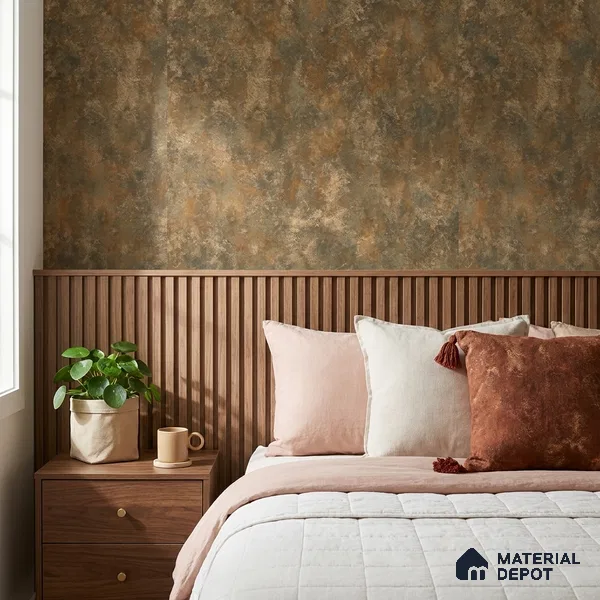 ST021083 | Rust Grey Mottled Plaster PVC Patterned Wallpaper - 10.05 Meter x 20.86 Inches, 57.33 Sq. Ft. (Min. 15% Wastage)