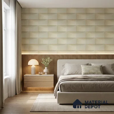 ST021085 | Olive Brick Block PVC Geometric Wallpaper - 10.05 Meter x 20.86 Inches, 57.33 Sq. Ft. (Min. 15% Wastage)