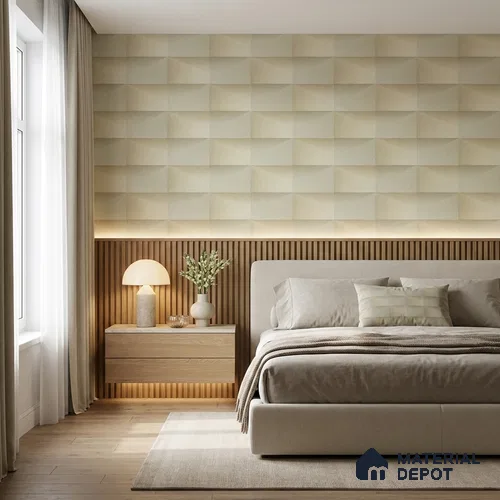 ST021085 | Olive Brick Block PVC Geometric Wallpaper - 10.05 Meter x 20.86 Inches, 57.33 Sq. Ft. (Min. 15% Wastage)