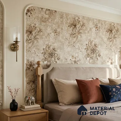1104 | Taupe Small Lily Bouquet Floral Wallpaper - 10 Meter x 21 Inches, 57.37 Sq. Ft. (Min. 15% Wastage)