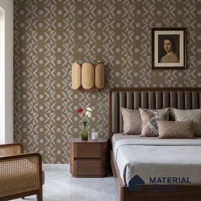AMBL23433 | Dark Brown Cross Diamond Patterned Wallpaper - 10 Meter x 21 Inches, 57.05 Sq. Ft. (Min. 15% Wastage)