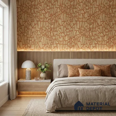 AMBL23450 | Orange Fractured Lines Geometric Wallpaper - 10 Meter x 21 Inches, 57.05 Sq. Ft. (Min. 15% Wastage)