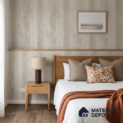 AMBL23445 | Grey Wide Stripes Textured Wallpaper - 10 Meter x 21 Inches, 57.05 Sq. Ft. (Min. 15% Wastage)