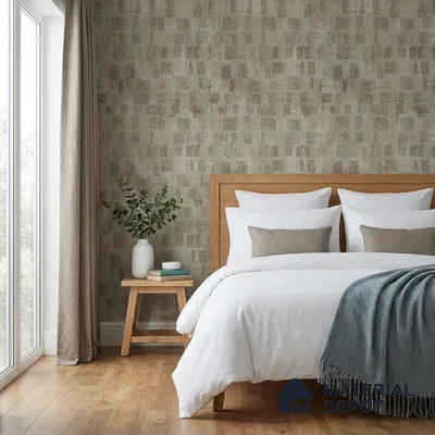 AMBL23472 | Warm Beige Distressed Checker Patterned Wallpaper - 10 Meter x 21 Inches, 57.05 Sq. Ft. (Min. 15% Wastage)