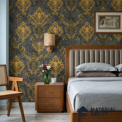 FE504-5 | 10 Meter x 21 Inch PVC Damask Look Wallpaper - 57 Sq. Ft. | Minimum 15% wastage during installation