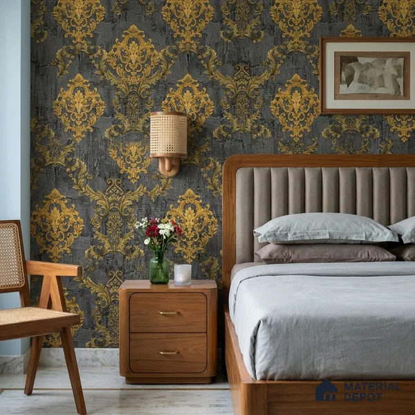 FE504-5 | 10 Meter x 21 Inch PVC Damask Look Wallpaper - 57 Sq. Ft. | Minimum 15% wastage during installation