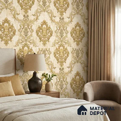 FE504-1 | 10 Meter x 21 Inch PVC Damask Look Wallpaper - 57 Sq. Ft. | Minimum 15% wastage during installation