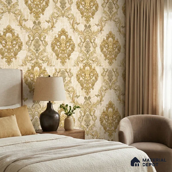 FE504-1 | 10 Meter x 21 Inch PVC Damask Look Wallpaper - 57 Sq. Ft. | Minimum 15% wastage during installation