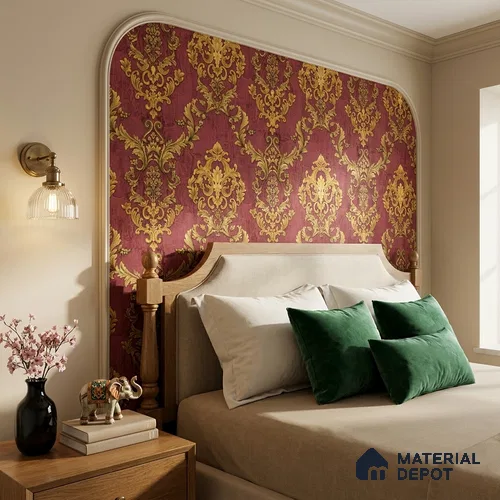 FE504-4 | 10 Meter x 21 Inch PVC Damask Look Wallpaper - 57 Sq. Ft. | Minimum 15% wastage during installation