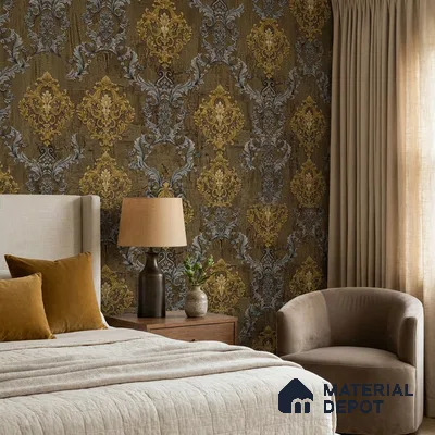 FE504-6 | 10 Meter x 21 Inch PVC Damask Look Wallpaper - 57 Sq. Ft. | Minimum 15% wastage during installation