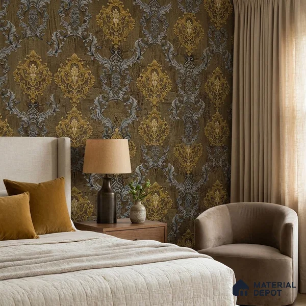FE504-6 | 10 Meter x 21 Inch PVC Damask Look Wallpaper - 57 Sq. Ft. | Minimum 15% wastage during installation