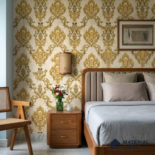 FE504-2 | 10 Meter x 21 Inch PVC Damask Look Wallpaper - 57 Sq. Ft. | Minimum 15% wastage during installation