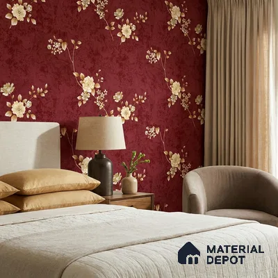 FE508-4 | 10 Meter x 21 Inch PVC Florals Look Wallpaper - 57 Sq. Ft. | Minimum 15% wastage during installation