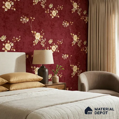 FE508-4 | 10 Meter x 21 Inch PVC Florals Look Wallpaper - 57 Sq. Ft. | Minimum 15% wastage during installation
