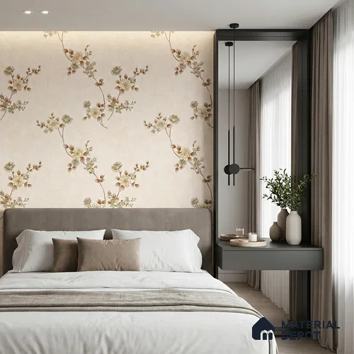 FE508-5 | 10 Meter x 21 Inch PVC Florals Look Wallpaper - 57 Sq. Ft. | Minimum 15% wastage during installation