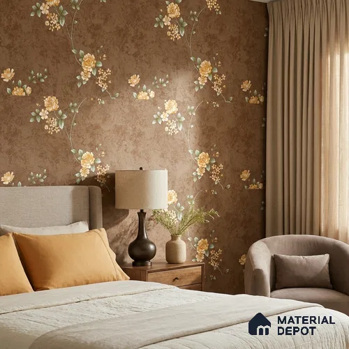 FE508-1 | 10 Meter x 21 Inch PVC Florals Look Wallpaper - 57 Sq. Ft. | Minimum 15% wastage during installation