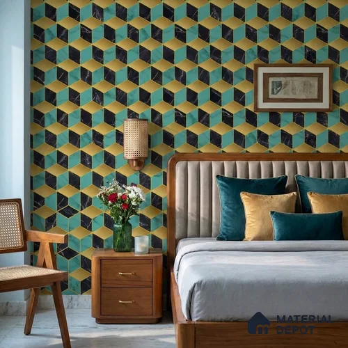 FE510-2 | 10 Meter x 21 Inch PVC Geometric Look Wallpaper - 57 Sq. Ft. | Minimum 15% wastage during installation