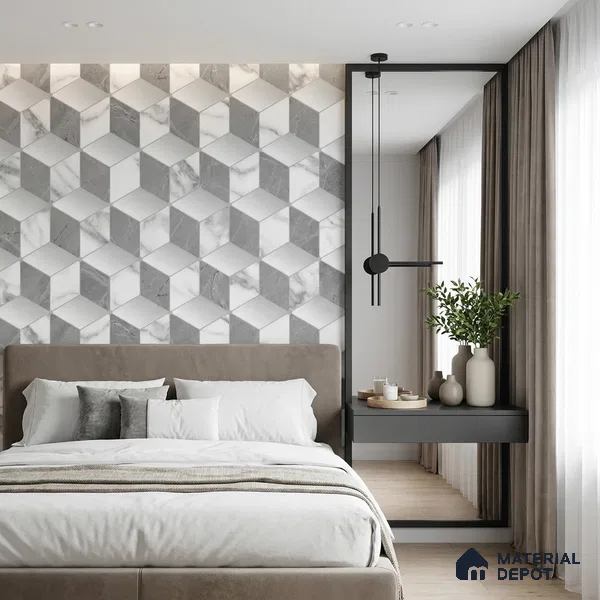 FE510-3 | 10 Meter x 21 Inch PVC Geometric Look Wallpaper - 57 Sq. Ft. | Minimum 15% wastage during installation