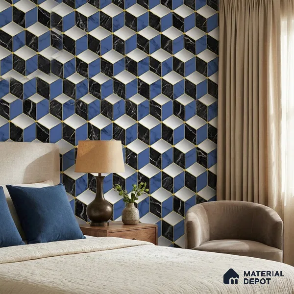 FE510-6 | 10 Meter x 21 Inch PVC Geometric Look Wallpaper - 57 Sq. Ft. | Minimum 15% wastage during installation