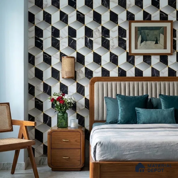 FE510-1 | 10 Meter x 21 Inch PVC Geometric Look Wallpaper - 57 Sq. Ft. | Minimum 15% wastage during installation