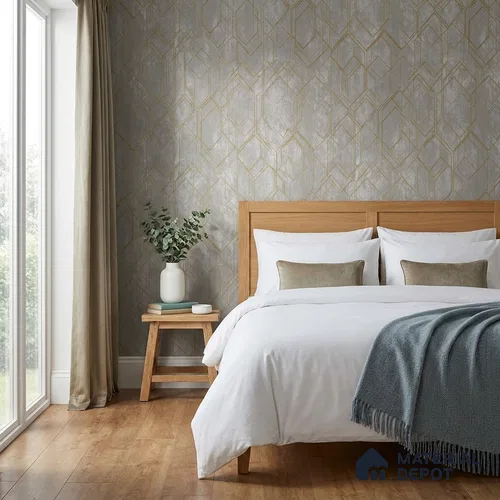 AMBL23409 | 10 Meter x 21 Inches Geometric Look Wallpaper - 57.05 Sq. Ft. | Minimum 15% wastage during installation