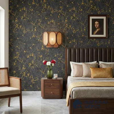 AMBL23402 | Black Vein Marble Textured Wallpaper - 10 Meter x 21 Inches, 57.05 Sq. Ft. (Min. 15% Wastage)