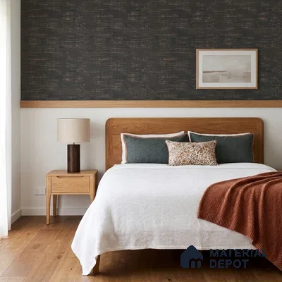 AMBL23424 | Black Frayed Ikat Textured Wallpaper - 10 Meter x 21 Inches, 57.05 Sq. Ft. (Min. 15% Wastage)