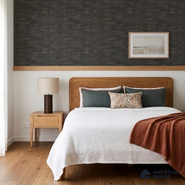 AMBL23424 | Black Frayed Ikat Textured Wallpaper - 10 Meter x 21 Inches, 57.05 Sq. Ft. (Min. 15% Wastage)