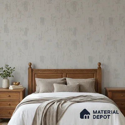 RD2650 | Grey Scraped Plaster PVC Textured Wallpaper - 10 Meter x 21 Inch, 57 Sq. Ft. (Min. 15% Wastage)