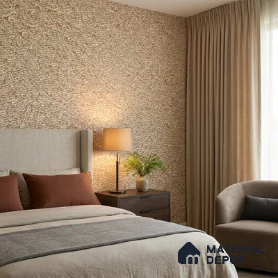 23817 | Warm Beige Woven Floral Texture Patterned Wallpaper - 10 Meter x 21 Inches, 57.41 Sq. Ft. (Min. 15% Wastage)