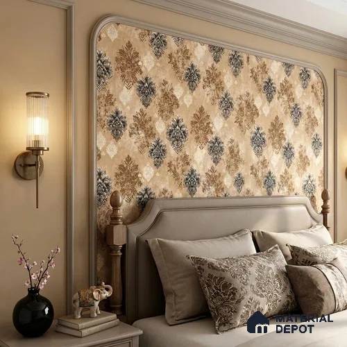 23827 | 10 Meter x 21 Inches Damask Look Wallpaper - 57.41 Sq. Ft. | Minimum 15% wastage during installation