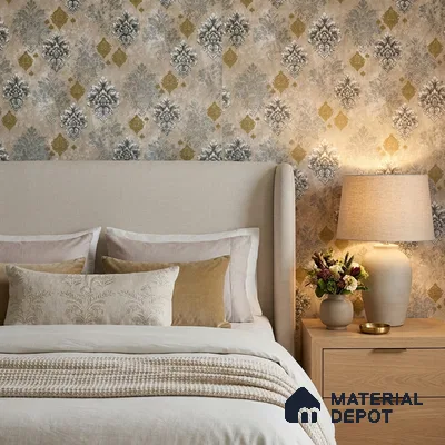 23829 | 10 Meter x 21 Inches Damask Look Wallpaper - 57.41 Sq. Ft. | Minimum 15% wastage during installation