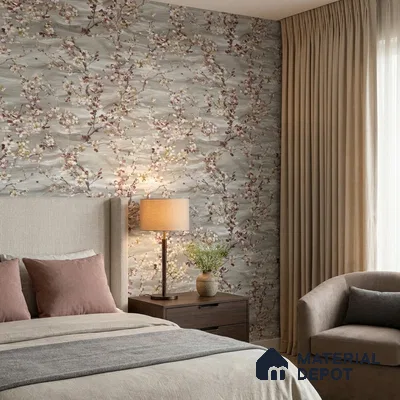 23855 | Taupe Blossom Twigs Floral Wallpaper - 10 Meter x 21 Inches, 57.41 Sq. Ft. (Min. 15% Wastage)