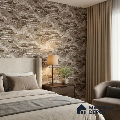 23869 | 10 Meter x 21 Inches Brick Look Wallpaper - 57.41 Sq. Ft. | Minimum 15% wastage during installation