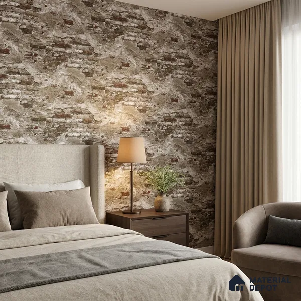23869 | 10 Meter x 21 Inches Brick Look Wallpaper - 57.41 Sq. Ft. | Minimum 15% wastage during installation
