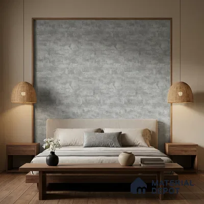9074 | Mid Grey Streaked Plaster Patterned Wallpaper - 10 Meter x 21 Inch, 57 Sq. Ft. (Min. 15% Wastage)