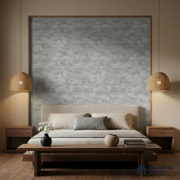 9074 | Mid Grey Streaked Plaster Patterned Wallpaper - 10 Meter x 21 Inch, 57 Sq. Ft. (Min. 15% Wastage)