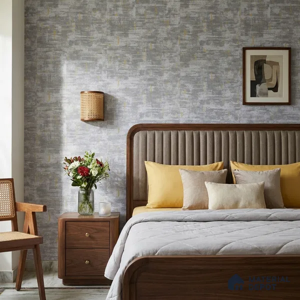 9050 | Lavender Grey & Gold Brushed Texture Patterned Wallpaper - 10 Meter x 21 Inch, 57 Sq. Ft. (Min. 15% Wastage)