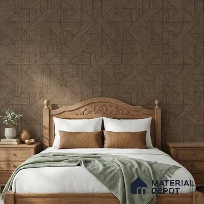 74035-5 | Brown Chevron Veneer Geometric Wallpaper - 5 Meter x 42 Inch, 57.41 Sq. Ft. (Min. 15% Wastage)
