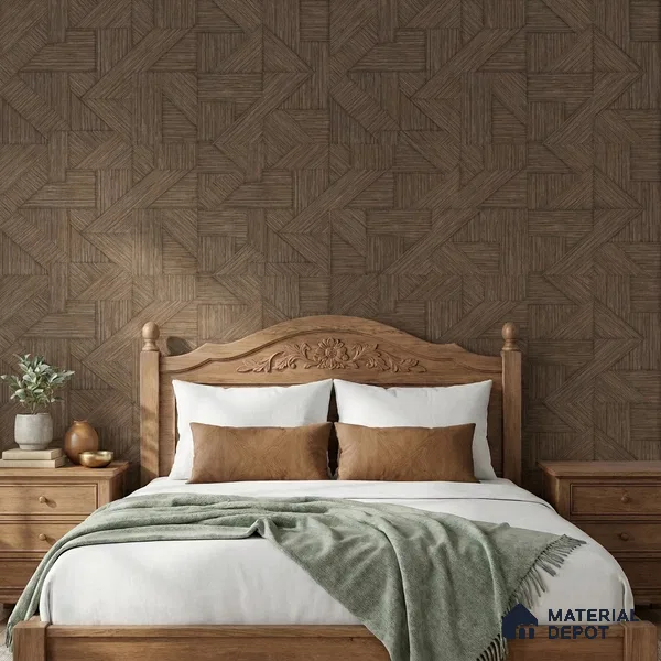 74035-5 | Brown Chevron Veneer Geometric Wallpaper - 5 Meter x 42 Inch, 57.41 Sq. Ft. (Min. 15% Wastage)