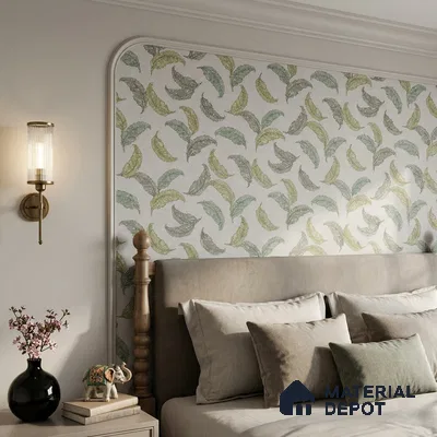 74042-3 | Sage Green Scattered Feathers Floral Wallpaper - 5 Meter x 42 Inch, 57.41 Sq. Ft. (Min. 15% Wastage)